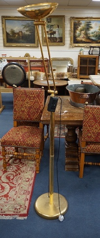 A pair of contemporary gilt metal uplighters, height 179cm